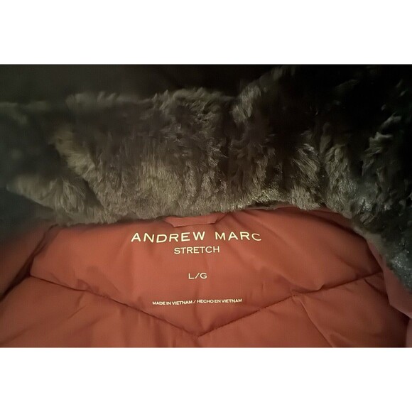 Andrew Marc Womens Large Ox Blood Red Hooded Jacket Quilted Puffer Winter L Lrg - Picture 6 of 13